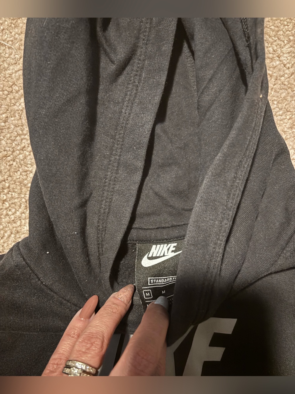 Nike Black Hoodie with White Logo Tag